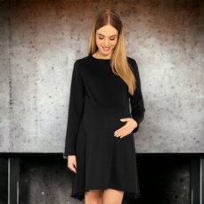 Elegantné voľné tehotenské šaty dl. rukáv, Be MaaMaa - čierne