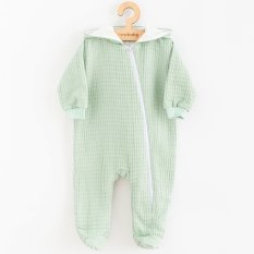 Detský eshop: Dojčenský mušelínový overal s kapucňou New Baby Comfort clothes šalviová