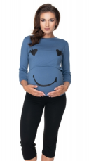 Detský eshop: Tehotenské, dojčiace pyžamo 3/4 s s dlhým rukávomom - modro / čierne, značka Be MaaMaa