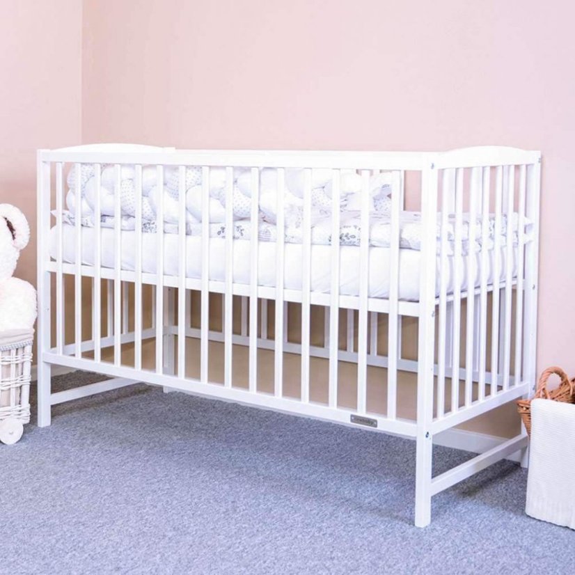 Detský eshop - Detská postieľka LILLY so sťahovacou bočnicou biela