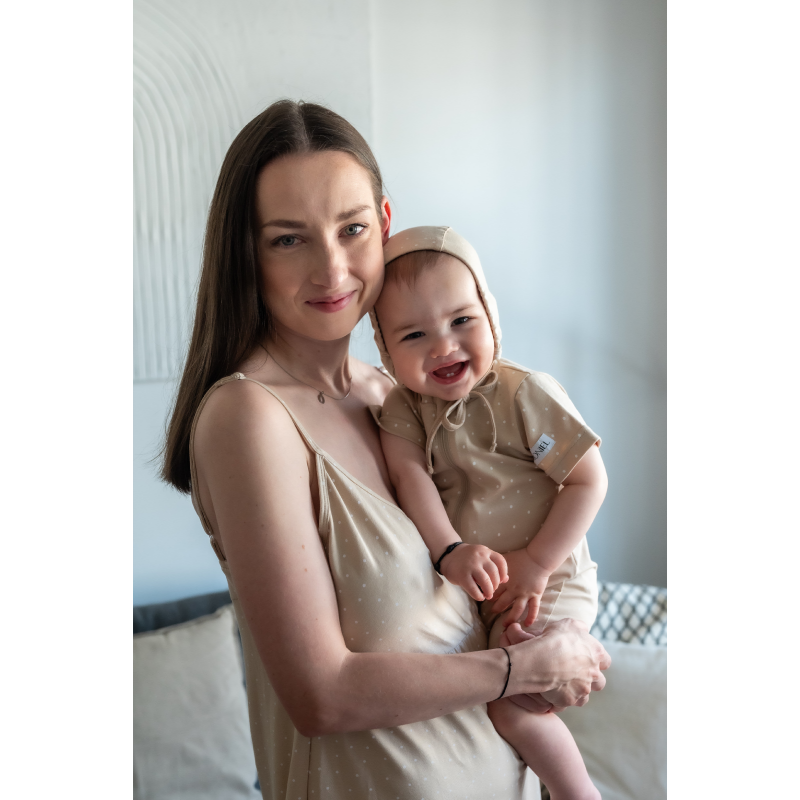 Detské rastúce bodky béžové, od Moniel - Veľkosť: 0-2m / MON