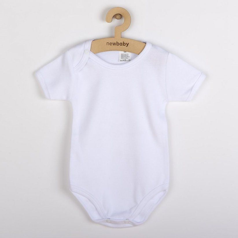 Detský eshop: Luxusné bavlnené body krátky rukáv New Baby - biele