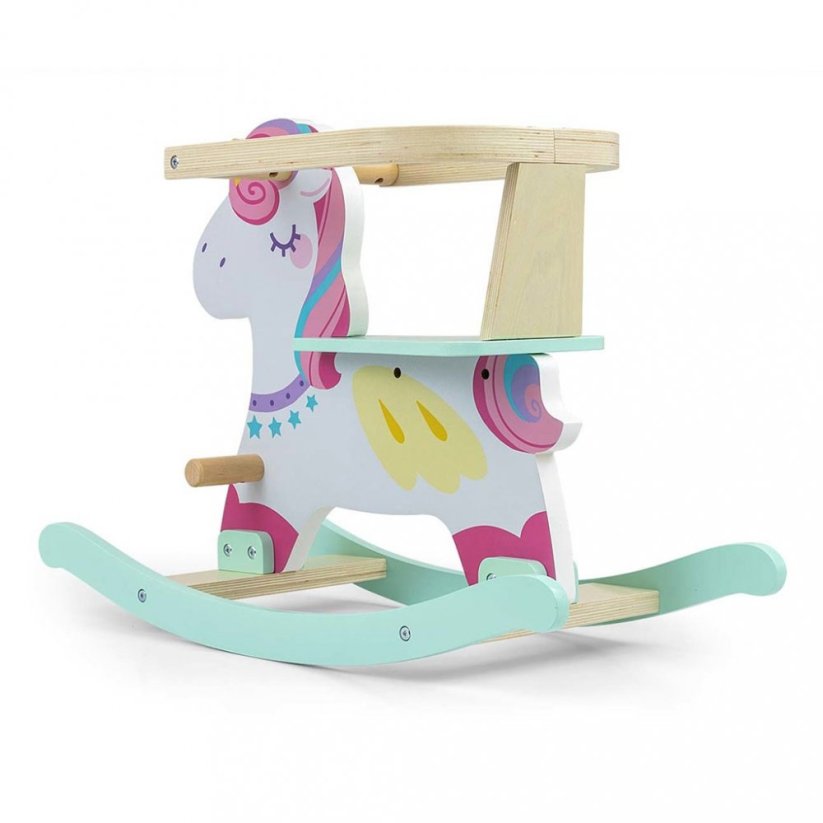 Detský eshop: Drevený hojdací koník s operadlom Milly Mally Lucky 12 Unicorn