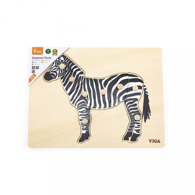 Detský eshop: Detské drevené puzzle s úchytmi Montessori Viga Zebra