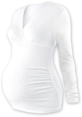 Detský eshop: Tehotenské tričko / tunika s dlhým rukávom eva - biele, značka Jožánek