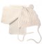 Detský eshop: Zimní čepice na zaväzovanie s bambulky + šál, baby nellys - béžová