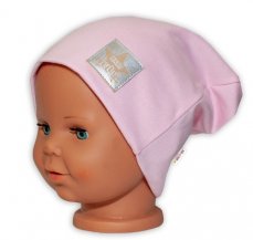 Baby Nellys Hand Made Detská funkčná čiapka s dvojitým lemom - sv. růžová