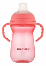 Nevylievací Dojčenský hrnček Canpol Babies s mäkkým náustkom, ružový, 250 ml