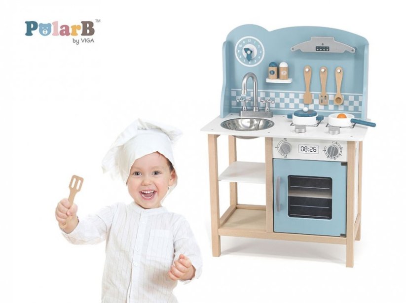 Detský eshop: Detská drevená kuchynka Viga modrá