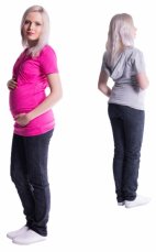 Detský eshop: Tehotenské a dojčiace tričko s kapucňou, s krátkym rukávom - khaki, značka Be MaaMaa