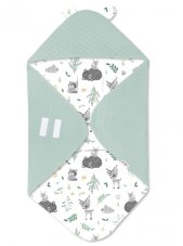 Detský eshop: Zavinovacia deka s kapucňou Velvet/bavlna, New Forest Friends - mätová, značka Baby Nellys Detský eshop: Zavinovacia deka s kapucňou Velvet/bavlna, New Forest Friends - mätová, značka Baby Nellys