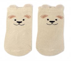 Detský eshop: Chlapčenské bavlnené ponožky Psík 3D - bežové - 1 pár