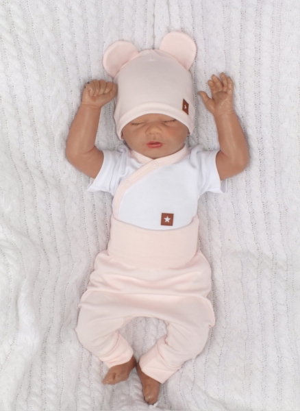 Novorodenecká sada 4d, body s krátkym rukávom, tepláčiky, kabátik a čiapočka z&z, ružová