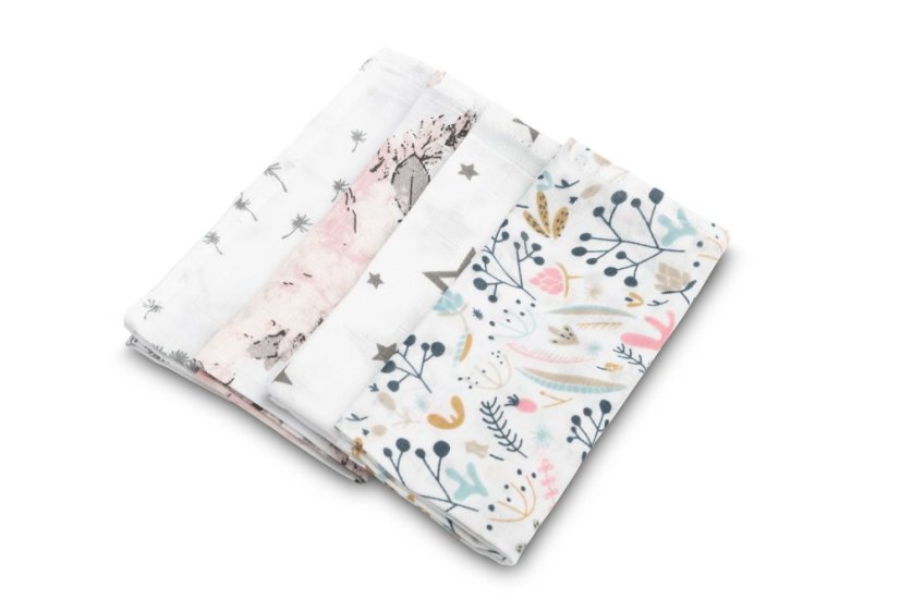 Mušelínové plienky na odgrgnutie – 4 ks balenie, ružové od značky Sensillo