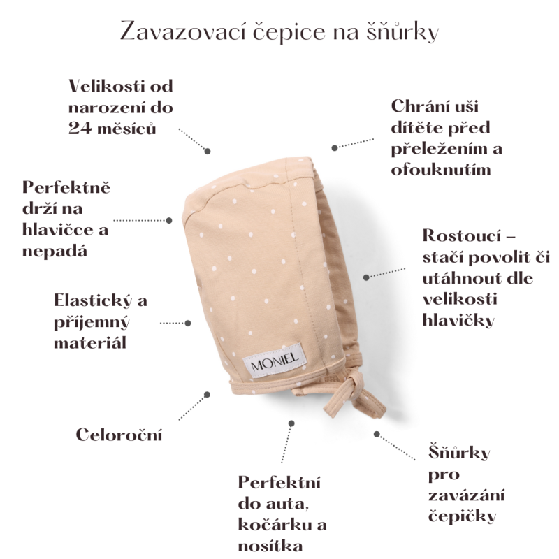 Detské rastúce bodky béžové, od Moniel - Veľkosť: 0-2m / MON