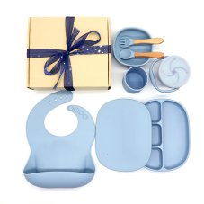 Detská 7-dielna silikónová jedálenská sada (Light blue) - modrá od značky Martons