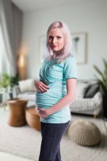 Detský eshop: Tehotenské a dojčiace tričko s kapucňou, s krátkym rukávom - mäta, značka Be MaaMaa