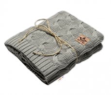 Detský eshop: Bambusová detská pletená deka, vzor pletený vrkoč, 80 x100 cm, oliva