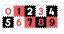 Detský eshop: Penové puzzle - čísla, 10ks, čierna / červená / biela