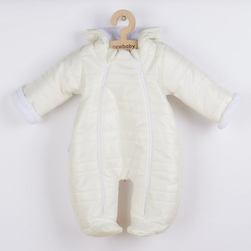 Detský eshop: Zimná dojčenská kombinéza s kapucňou s uškami New Baby Pumi cream