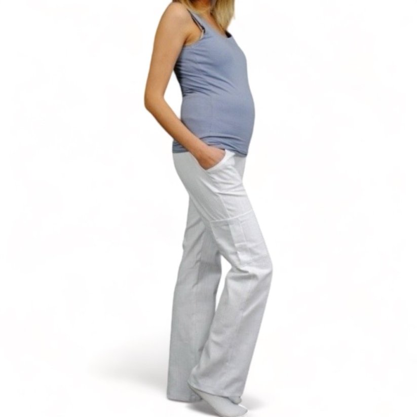 Detský eshop: Tehotenské nohavice s bočnou vreckom - biele, značka Be MaaMaa