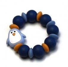 Silikónové Detské hryzátko tučniak - modré, zančka Mimijo