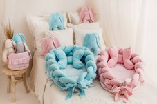 Detský eshop - Pletené hniezdočko pre bábätko Velvet pink Detský eshop - Pletené hniezdočko pre bábätko Velvet pink