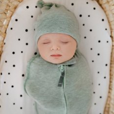 Detský eshop - Dětské čepice 2-4 měsíce - sada dvou kusů pastelová šedá/pastelová mintová