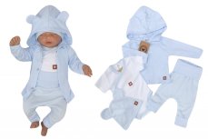 Novorodenecká sada 4D, body s krátkym rukávom, tepláčiky, kabátik a čiapočka Z&Z, modrá, od značky Z&Z