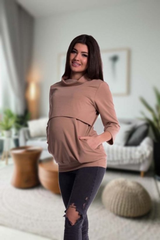 Detský eshop: Tehotenské a dojčiace teplákové triko - béžové, značka Be MaaMaa