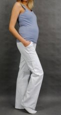 Be MaaMaa Tehotenské nohavice s bočnou vreckom - biele