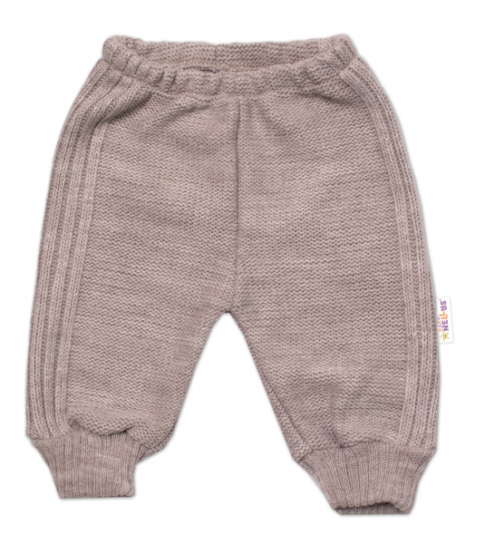 5-dielna pletená sada Baby Nellys - Boy, body, nohavice, sveter, čiapočka, motýlik - béžov - Veľkosť: 68 (3-6m)