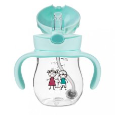 Detský eshop - Kúzelná fľaška so slamkou a závažím 250 ml mint Detský eshop - Kúzelná fľaška so slamkou a závažím 250 ml mint