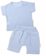 Detský eshop: 2-dielna mušelínová súpravička, tričko + kraťasky boy, svetlo modrá, značka Baby Nellys