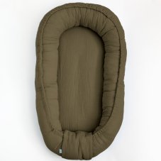 Detský eshop - Mušelínové hniezdočko pre bábätko khaki Detský eshop - Mušelínové hniezdočko pre bábätko khaki