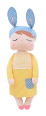Detský eshop: Handrová bábika metoo xl s uškami v žltých šatičkách, 70cm