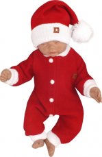 Z&z 2-dielna sada pletený overal + čiapočka baby santa, červený