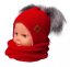 Detský eshop: Zimná čiapočka s fleecom a chlupáčka. bambuľky star +  - červená, značka Baby Nellys