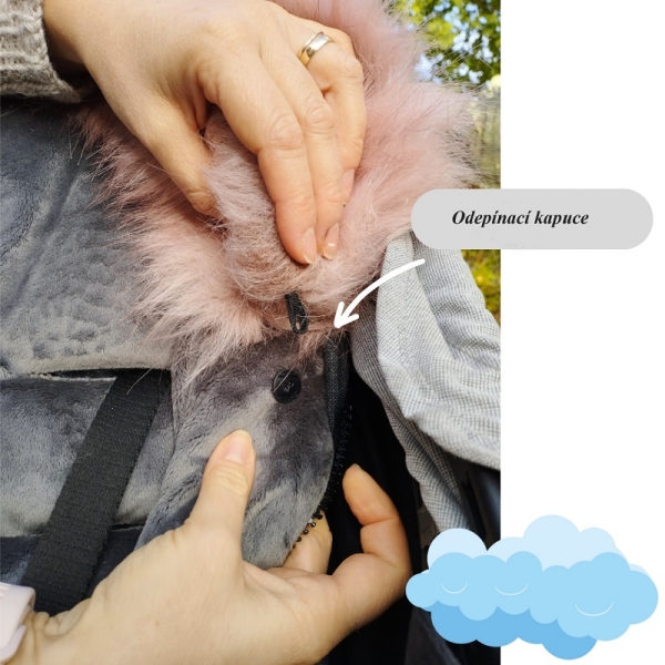 Detský eshop: Detský zimný fusak s kožušinkou 90 x 50 cm, nepremokavý, šedý