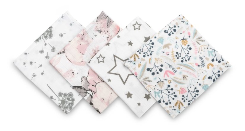 Mušelínové plienky na odgrgnutie – 4 ks balenie, ružové od značky Sensillo