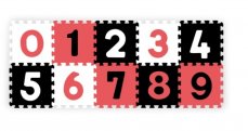 Penové puzzle - Čísla, 10ks, čierna / červená / biela