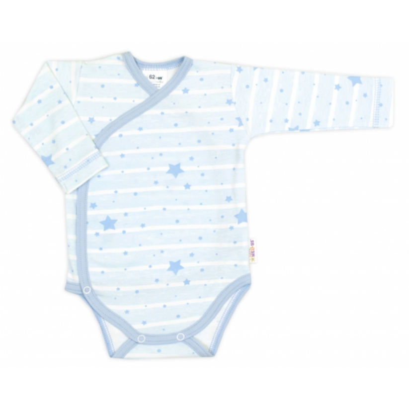 Detský eshop - Zavinovacie body, polodupačky + rukavičky, 3D bavlnená sada Baby Stars, pastel blue