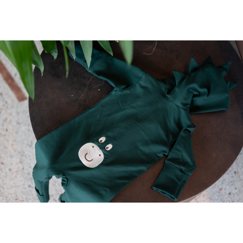 Detský rastúci teplákový overal Dinosaur, BASIC Dark Green, tmavozelená, od značky Moniel - Veľkosť: 68 (3-6m) MON