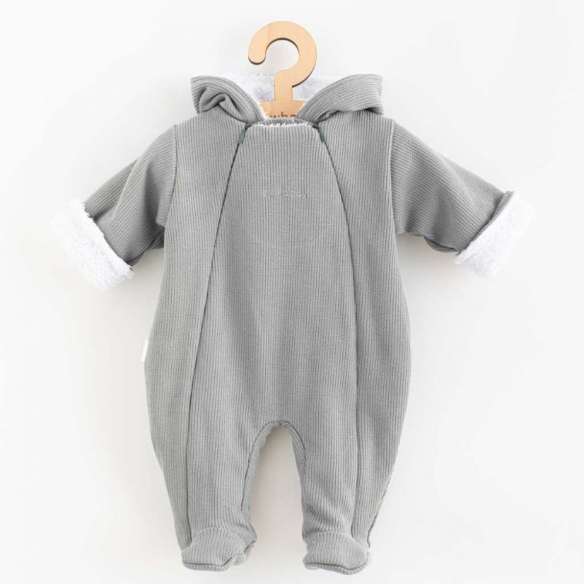 Dojčenská kombinéza s kapucňou FROSTY sivá, od značky NEW BABY - Veľkosť: 74 (6-9m)