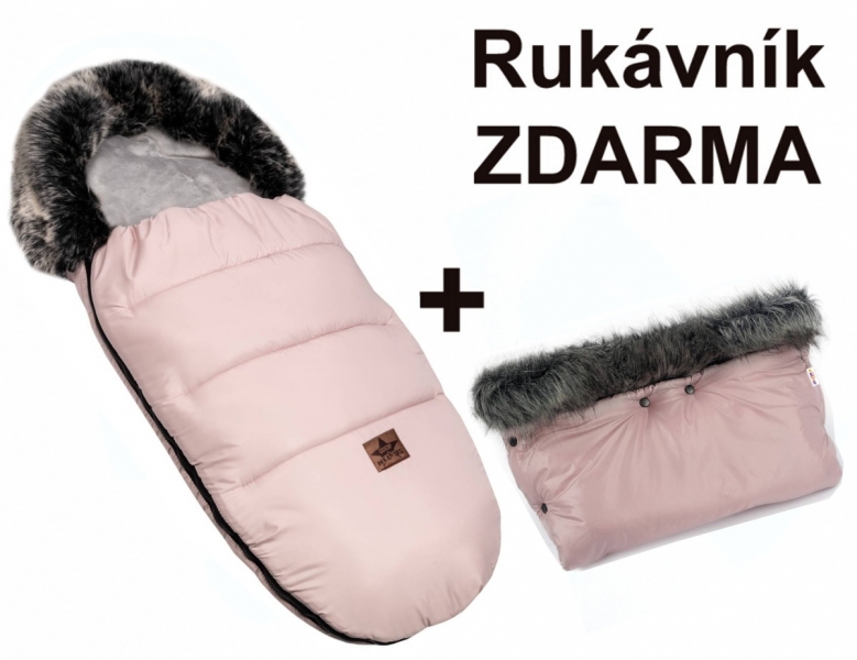 Detský eshop: Zimný fusak fluffy s kožušinou + rukávnik zadarmo, baby nellys, 50 x 100cm, ružový