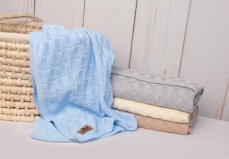 Luxusná bavlnená pletená deka, dečka CUBE, 80 x 100 cm - sv. modrá, značka Baby Nellys