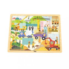 Detský eshop: Drevené puzzle 48 dielikov Viga Stavebné stroje