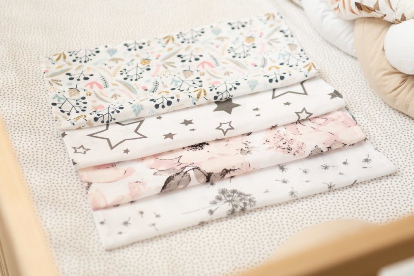 Mušelínové plienky na odgrgnutie – 4 ks balenie, ružové od značky Sensillo