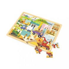 Detský eshop: Drevené puzzle 48 dielikov Viga Stavebné stroje