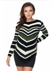 Dlhší tehotenský sveter khaki, Be Maamaa - šikmý vzor-UNI